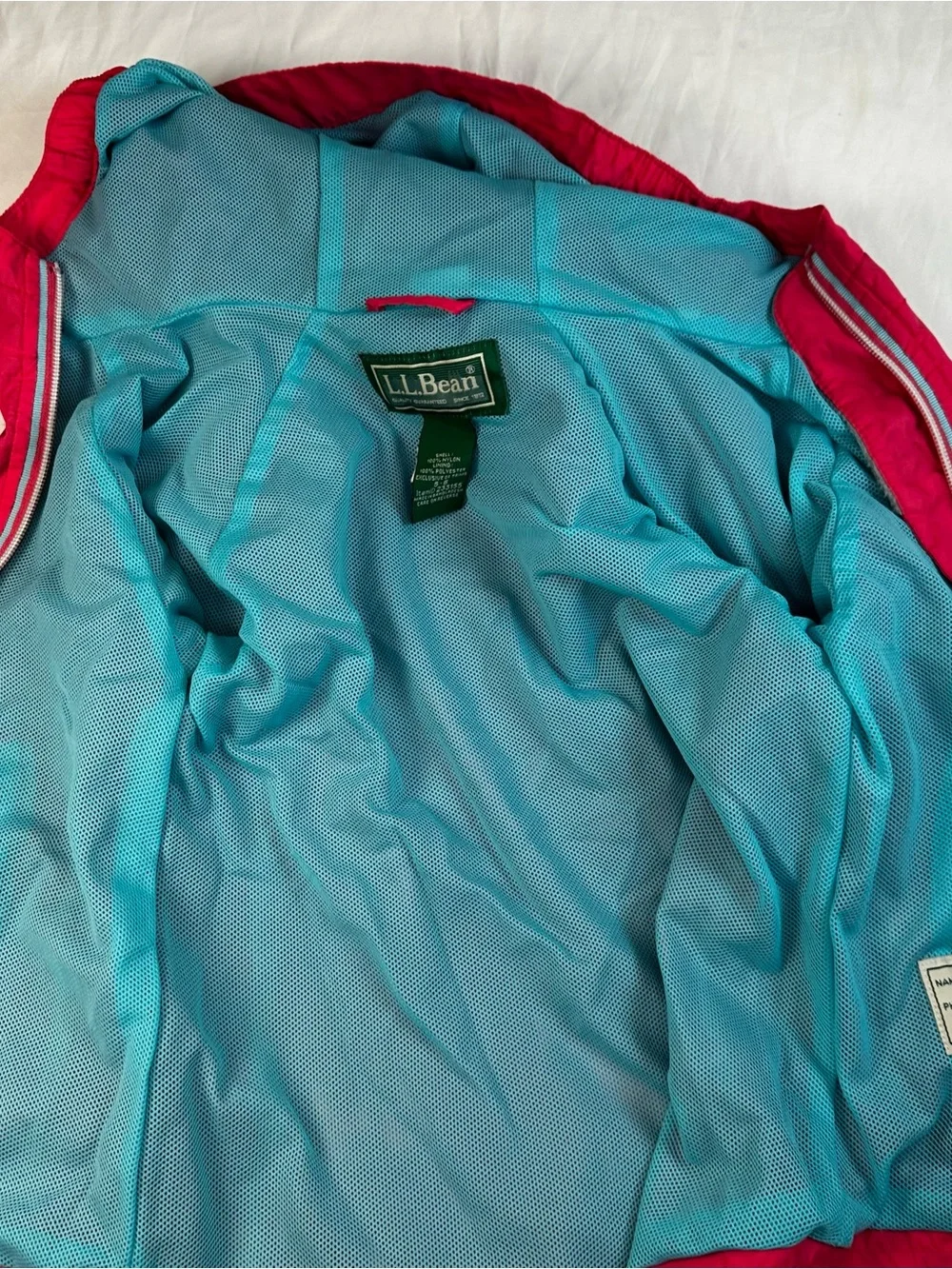 Girls LL Bean Salmon Pink Windbreaker Jacket size 5/6
